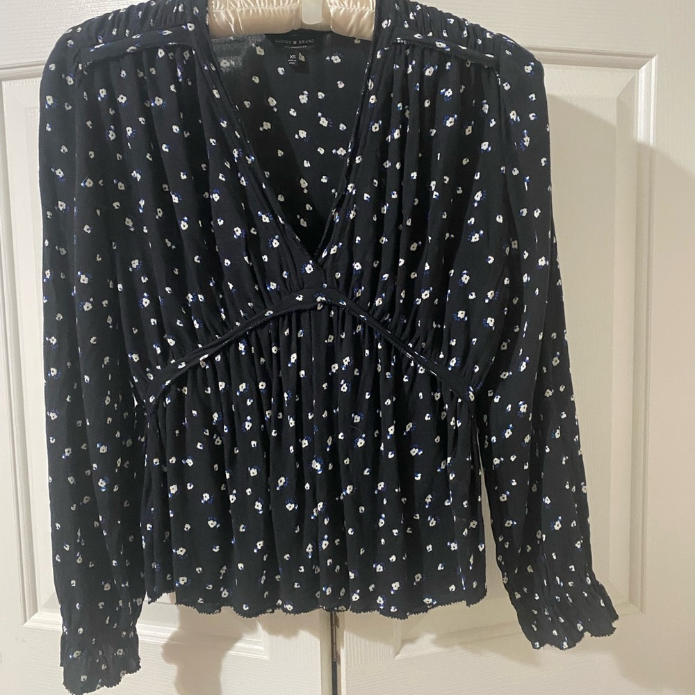 Lucky Brand Navy Floral Blouse